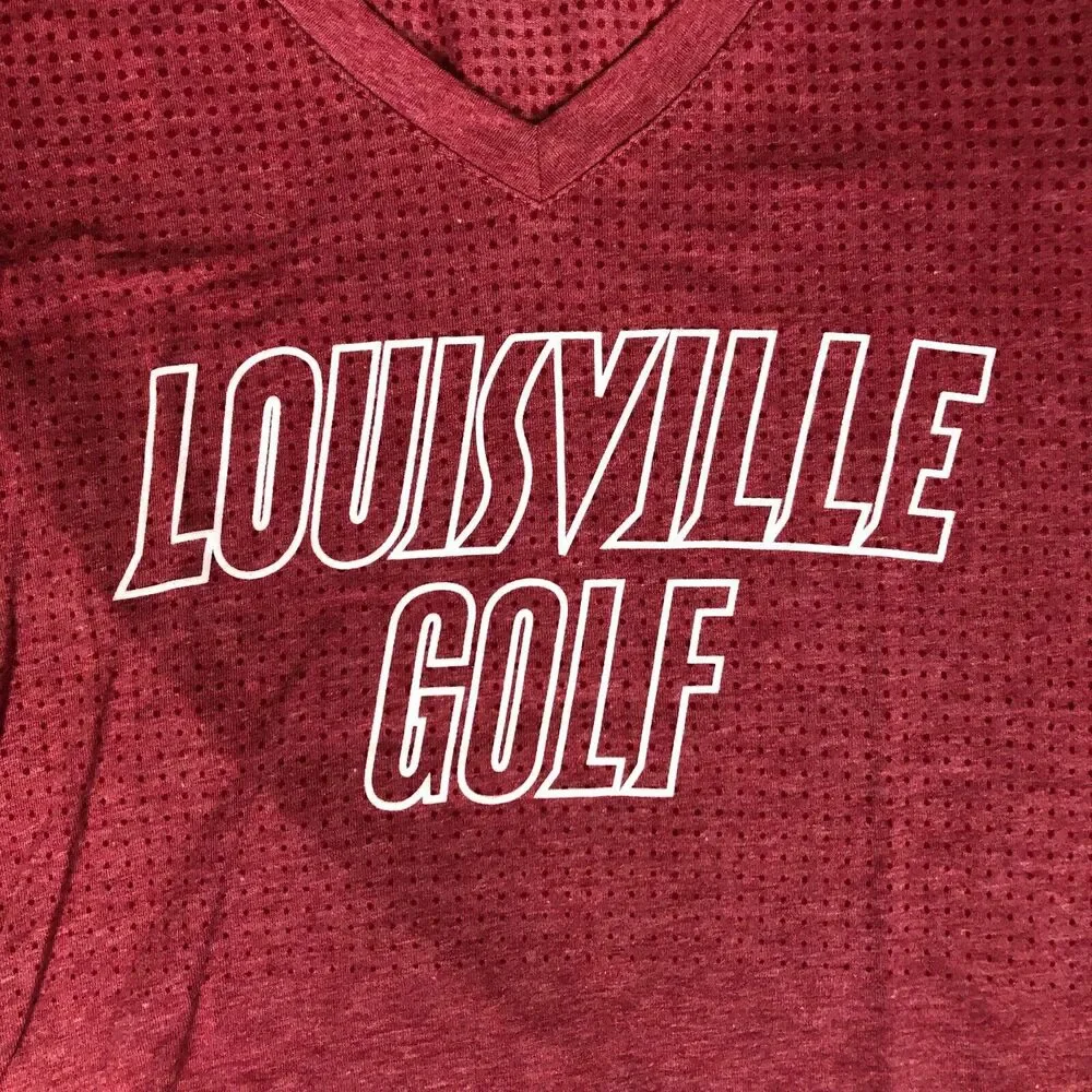 Louisville Cardinals Womens Shirt Small Adidas Red Tee Long Sleeve Top Golf NCAA